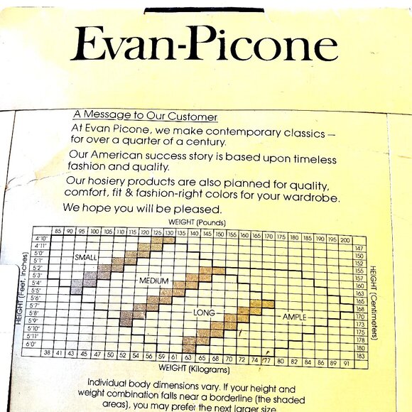 Evan-Picone Vintage Pantyhose MALLARD BLUE + VANILLA Lace Control size AMPLE - Picture 6 of 12